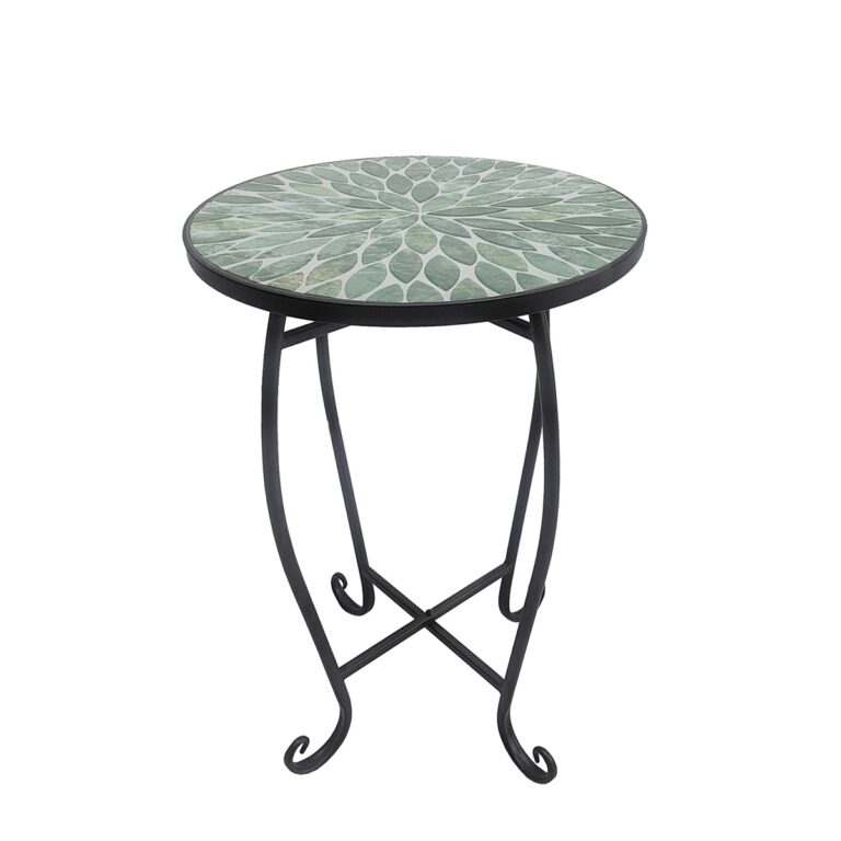 5029936998057 1 Mosaic Leaf Design Metal Garden Side Table.jpg